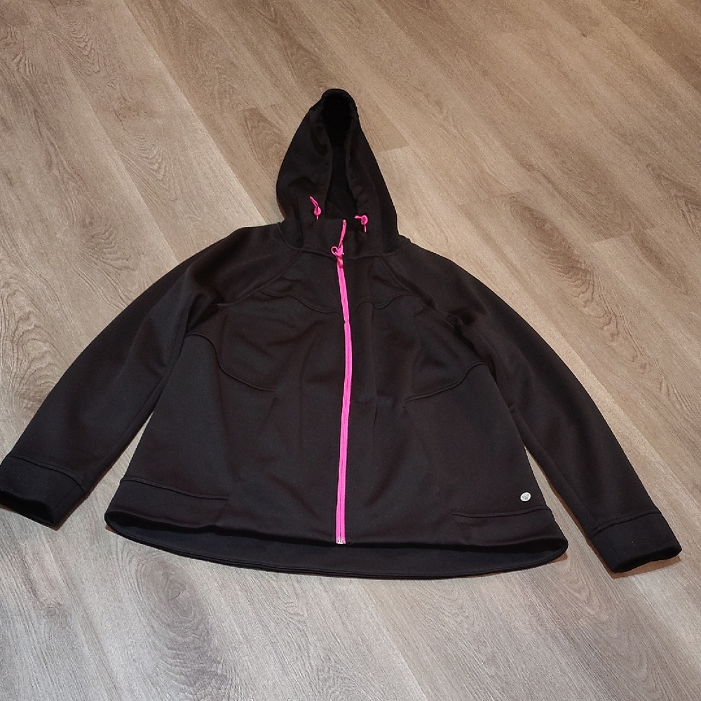 Like🆕Lane Bryant LIVI All Weather Black Jacket with Pink Accents Sz 14/16